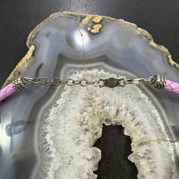 Carolyn Pollack Lilac Braided Leather Lobster Clasp Adjustable Unisex Necklace - Picture 9 of 9
